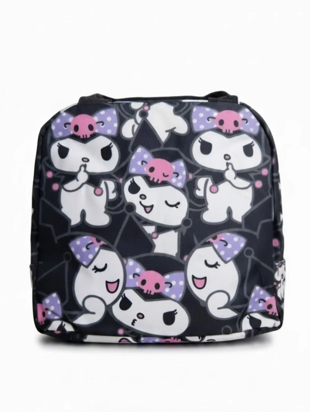 Anime Kuromi Insulated Lunch Bag All Over Print Black Purple Bow Tote NWT